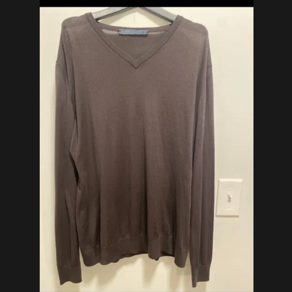 KITON BROWN V NECK MENS SWEATER $1995.